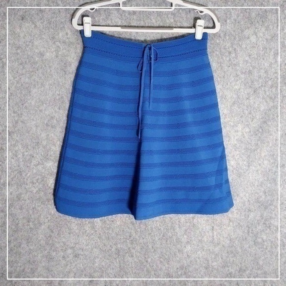 Sandro Paris Skirt 3 Blue Ribbed Knit High Rise Stretch Mini Quiet Luxury Chic